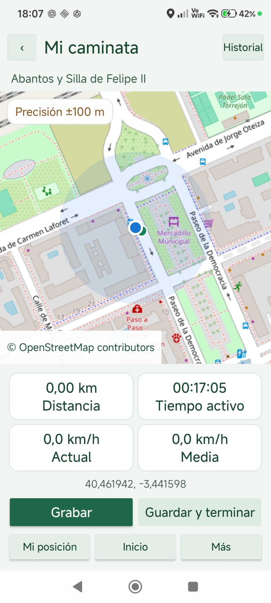 Mapa y grabación GPS